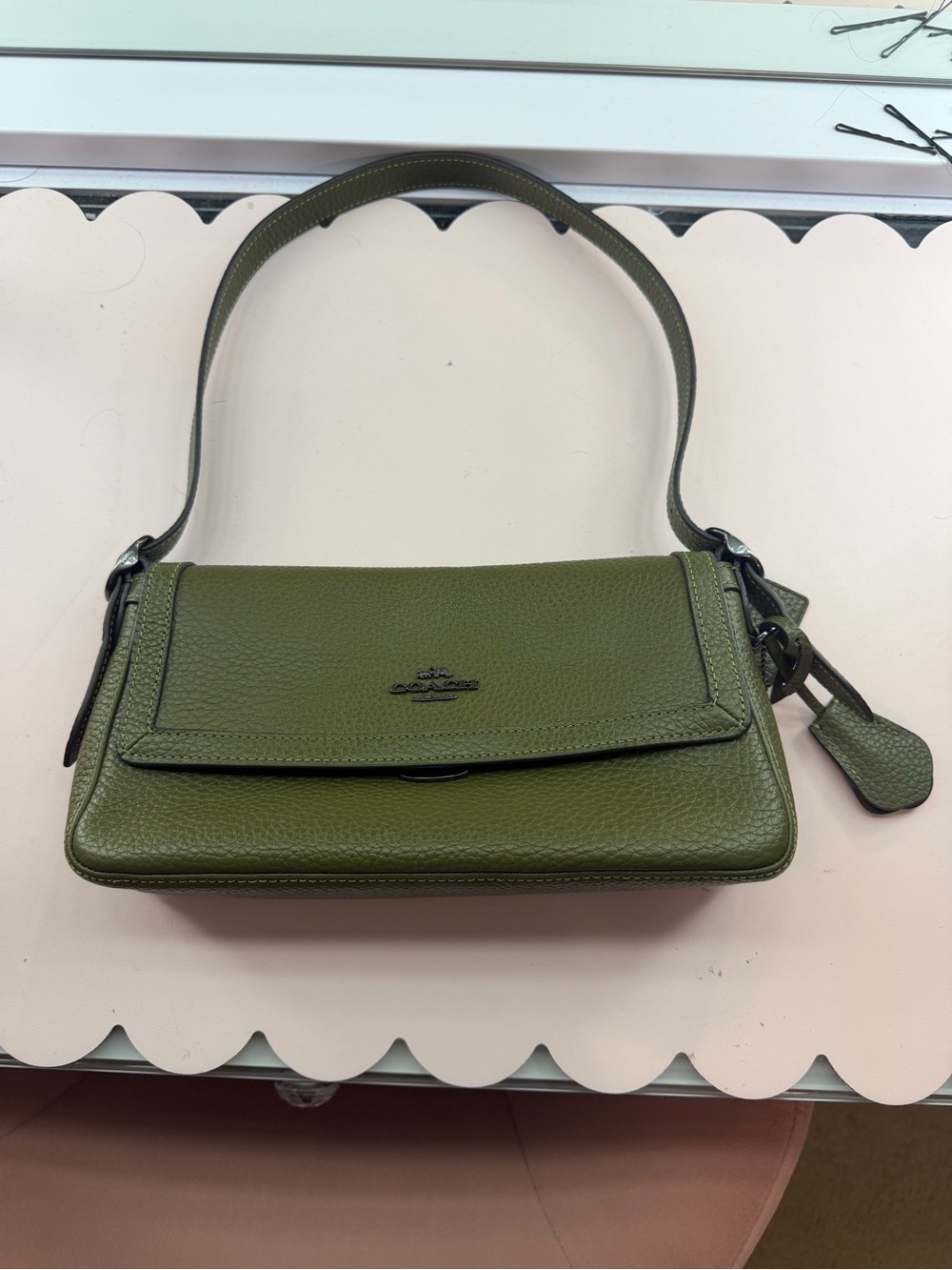Coach Olive Etta Small Flap Leather Shoulder Bag